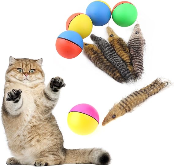 Juguete para Gatos Pelota con Ratón de Peluche